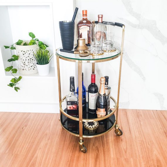 Classic Bar Cart with Glass Top - Wine Stash