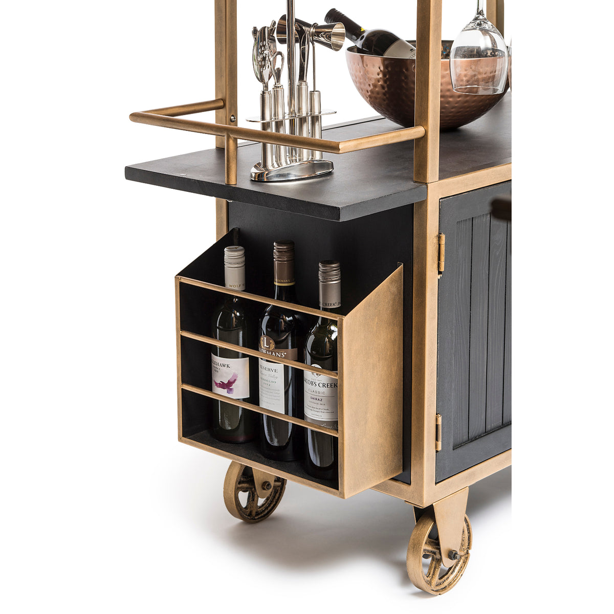 Industrial French Bar Cart - Wine Stash