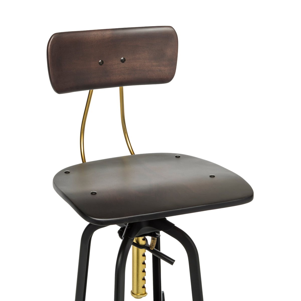 Gold &amp; Black Wooden Bar Stool with Timber Finish - Wine Stash