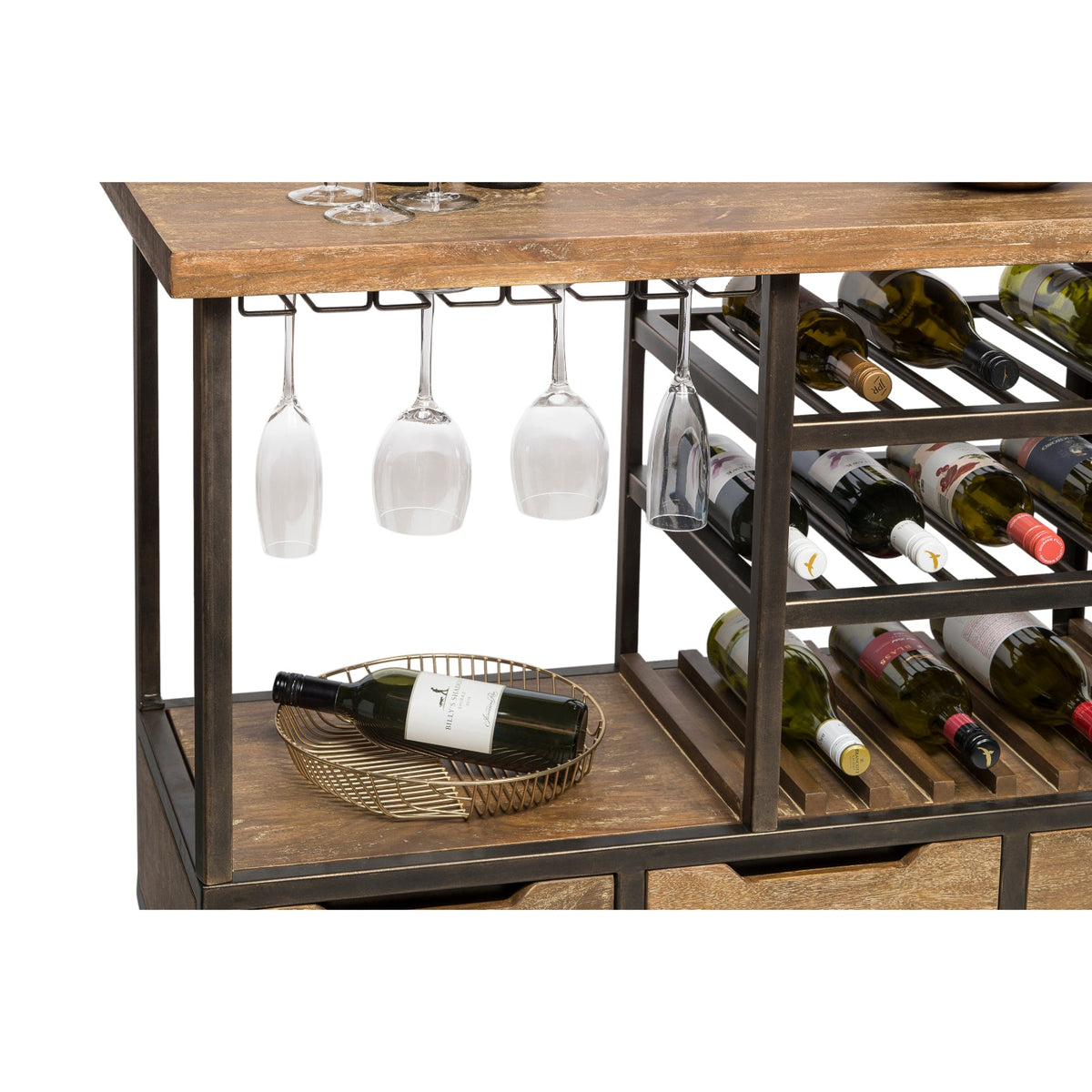 Wooden Bar Cart with Wine Storage - Wine Stash