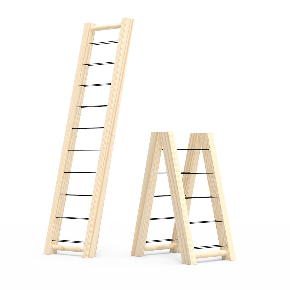Foldable Ladder Wine Rack - Natural Finish